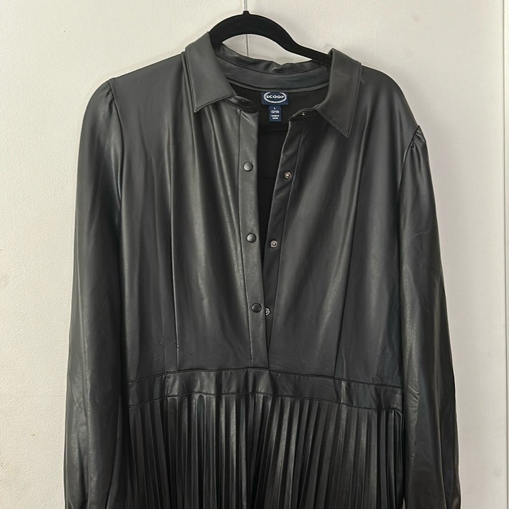 Faux leather black dress.